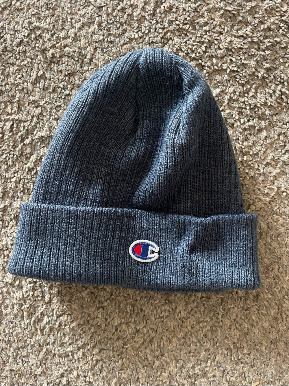 Champion Kids Navy Ribbed Cuffed Beanie with Logo